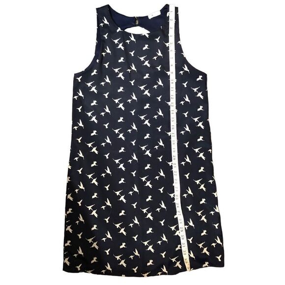 Everly navy with white hummingbird print sheath dress with back cut out and two - Picture 9 of 13
